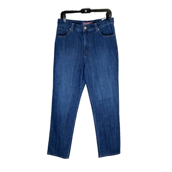 Gloria Vanderbilt Amanda High Rise Dark Wash Straight Leg Blue Denim Jeans Sz 10 - Picture 1 of 9